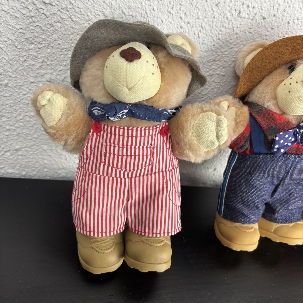 Vintage 1986 Wendys Furskins 7" Teddy Bear Plush Set Of 3 Bears Xavier Roberts - Picture 6 of 12